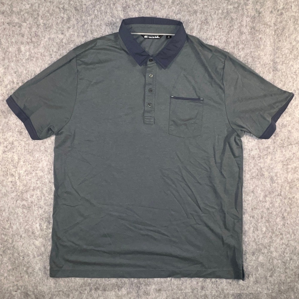 Travis Mathew Men's XXL Gray Pima Cotton Blend Short Sleeve Pocket Polo Shirt